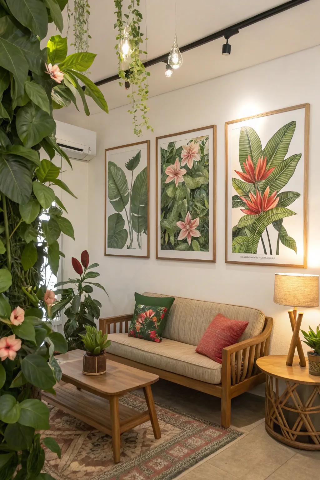 Botanical prints ushering in natural aesthetics.