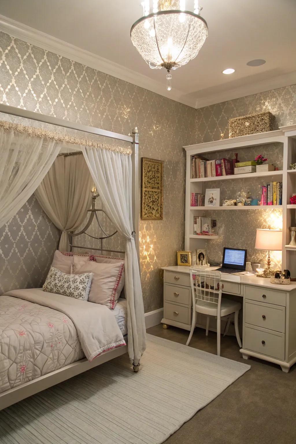 Metallic accents impart sophistication and glamour.