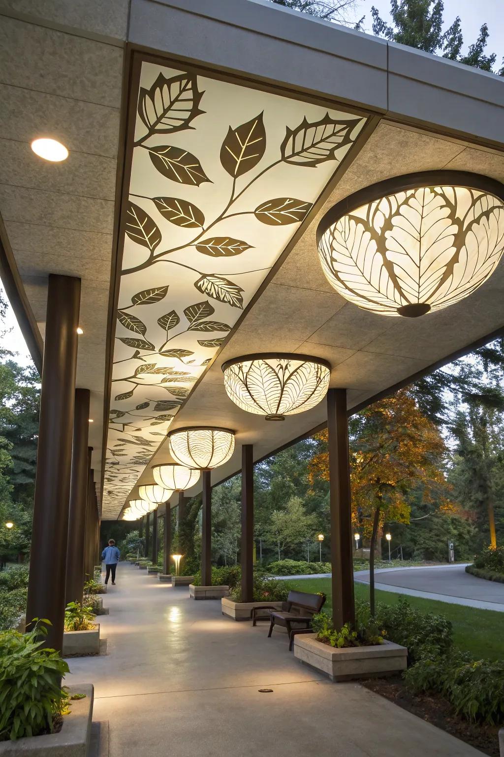 Nature-inspired lights assimilate effortlessly with the outdoor surroundings.