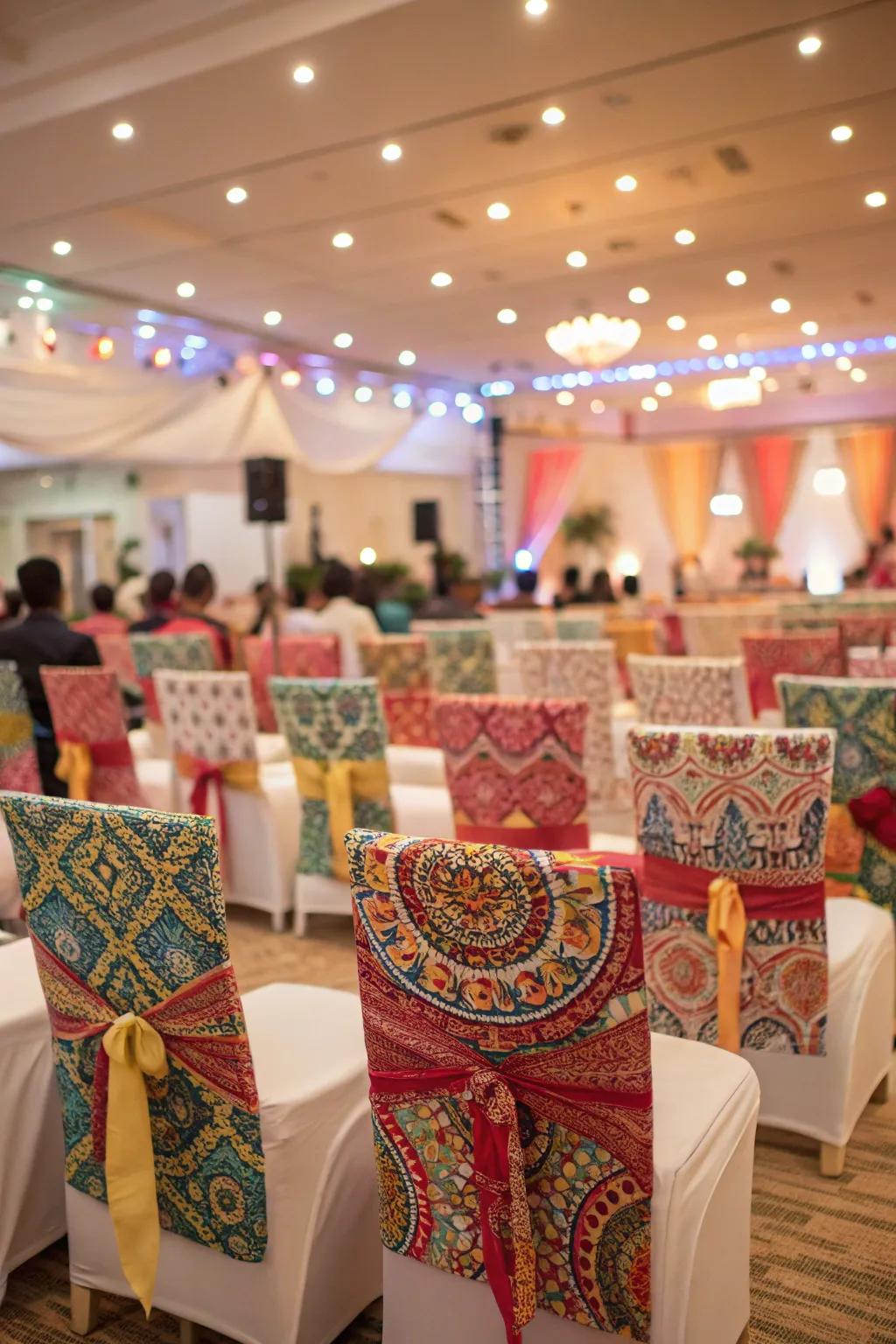 Patterned linings append a spirited accent to nuptial ornamentation.