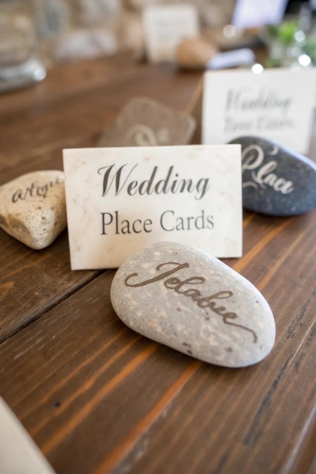 Unique stone position markers contribute a personal touch.