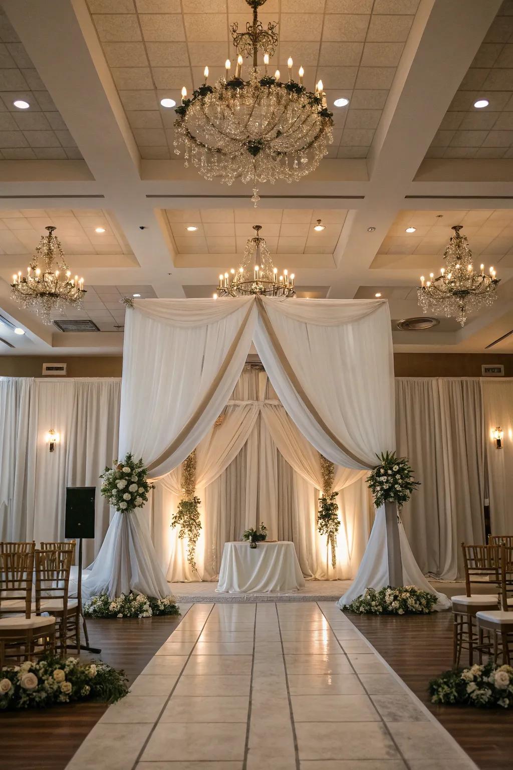 Develop captivating visual appeal through a lattice drapery layout.