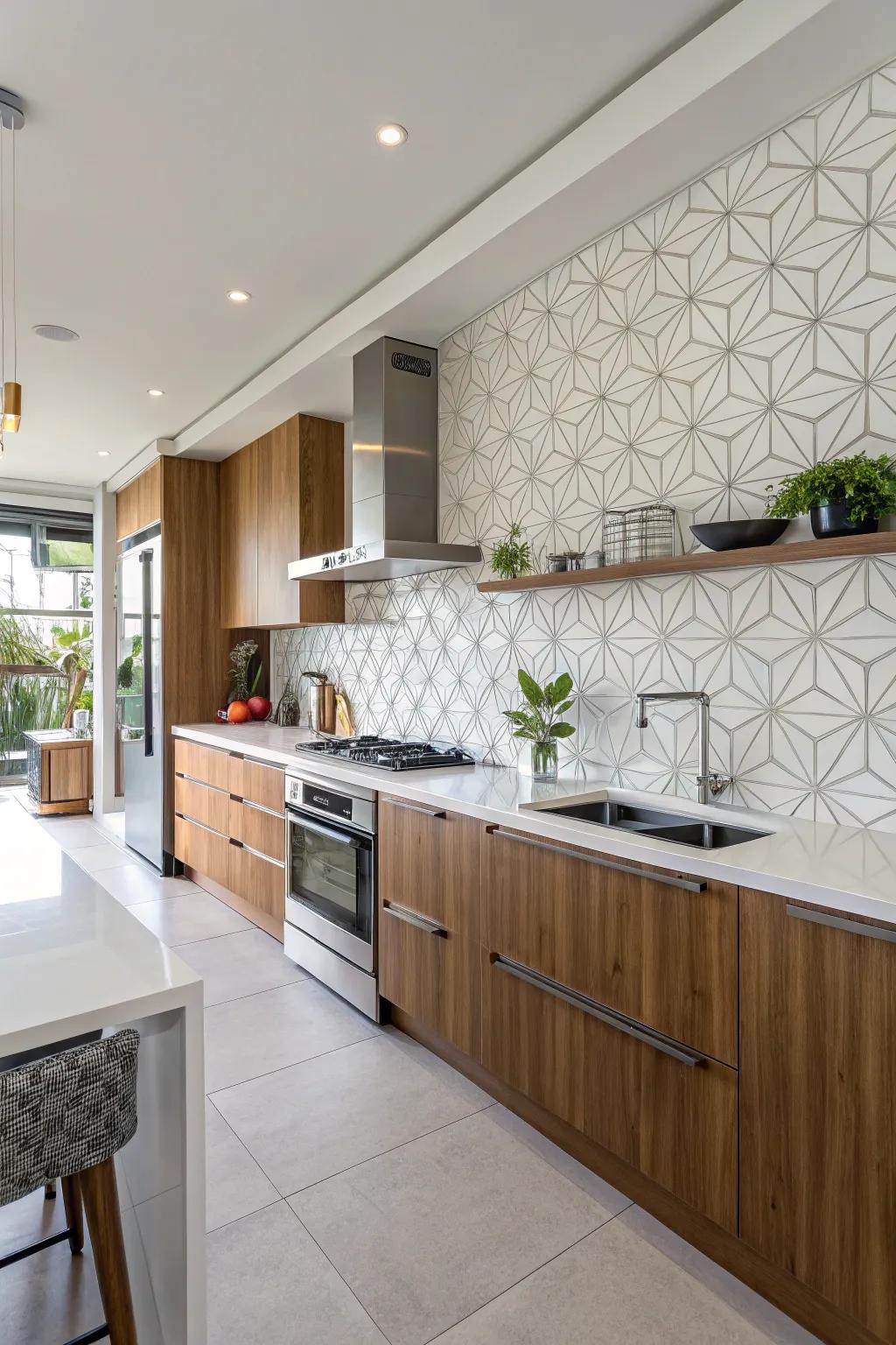 Angled motifs appending modern panache.