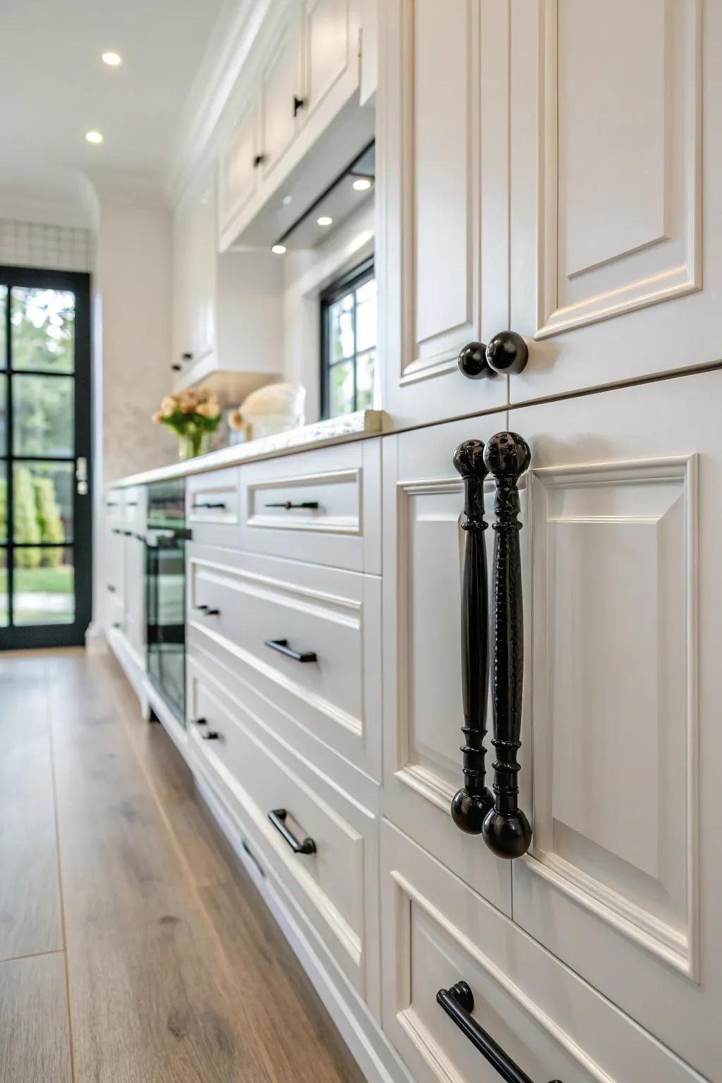 Shiny dark fittings including drama and elegance.