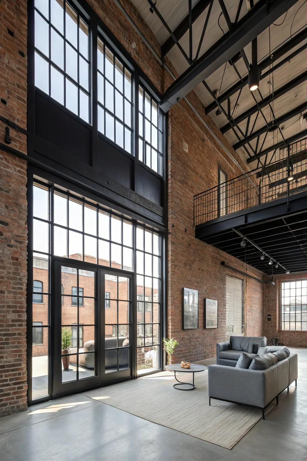 Satin black trim complements an industrial loft environment.