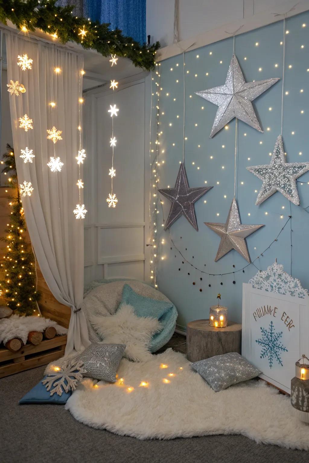 A charming Twinkle, Twinkle, Little Star theme with wintry decorations.