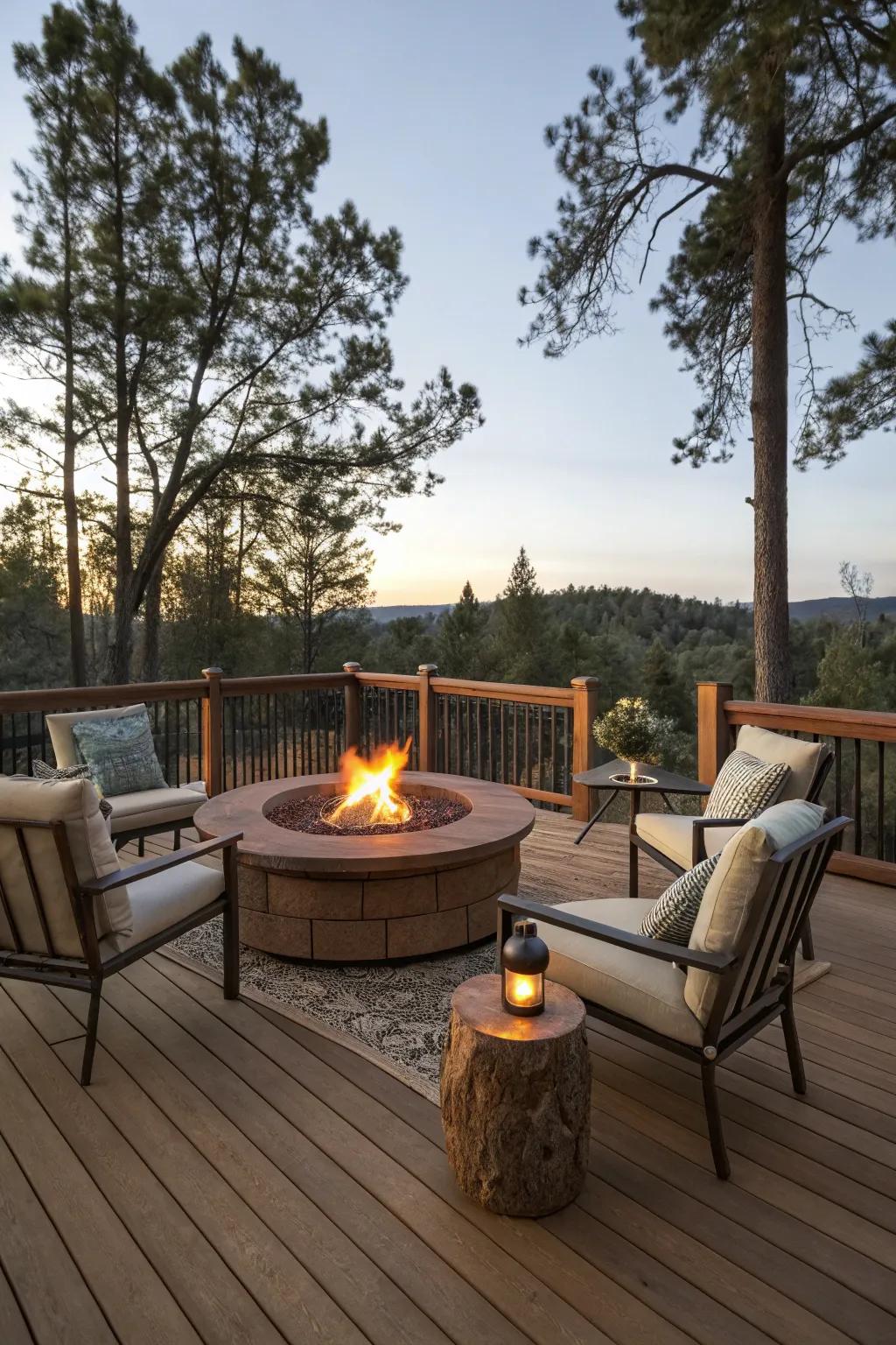 A fire pit metamorphoses your deck into a warm and inviting communal locus.