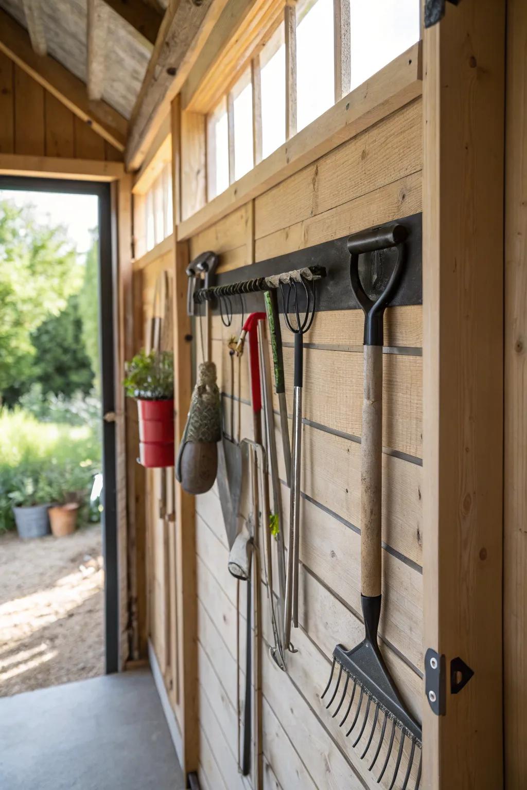 Magnetic strips offer sleek and efficient tool storage.