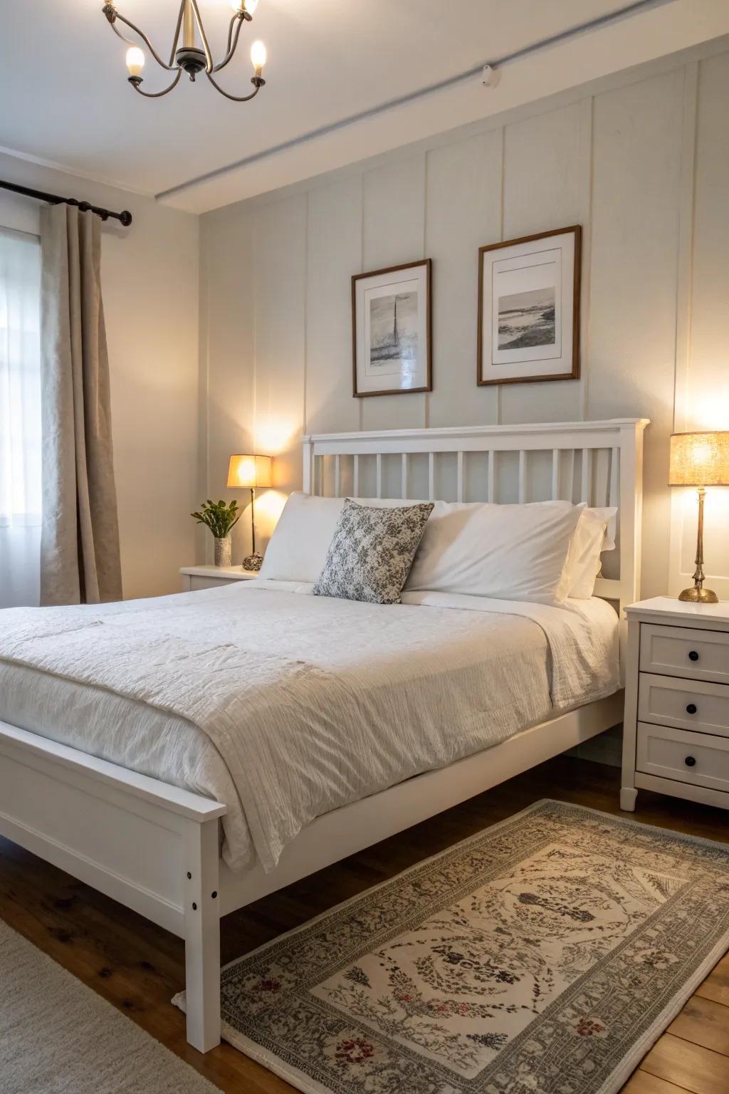 A bed frame presenting clean lines offers a streamlined and contemporary appeal