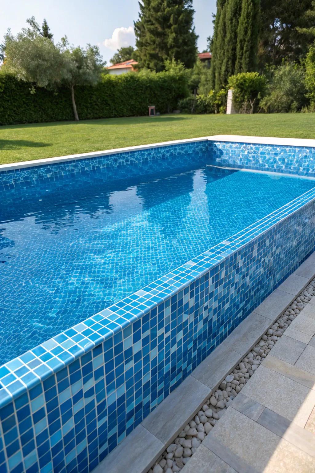 Mosaic tesserae impart a sparkle and artistic flair to your pool.