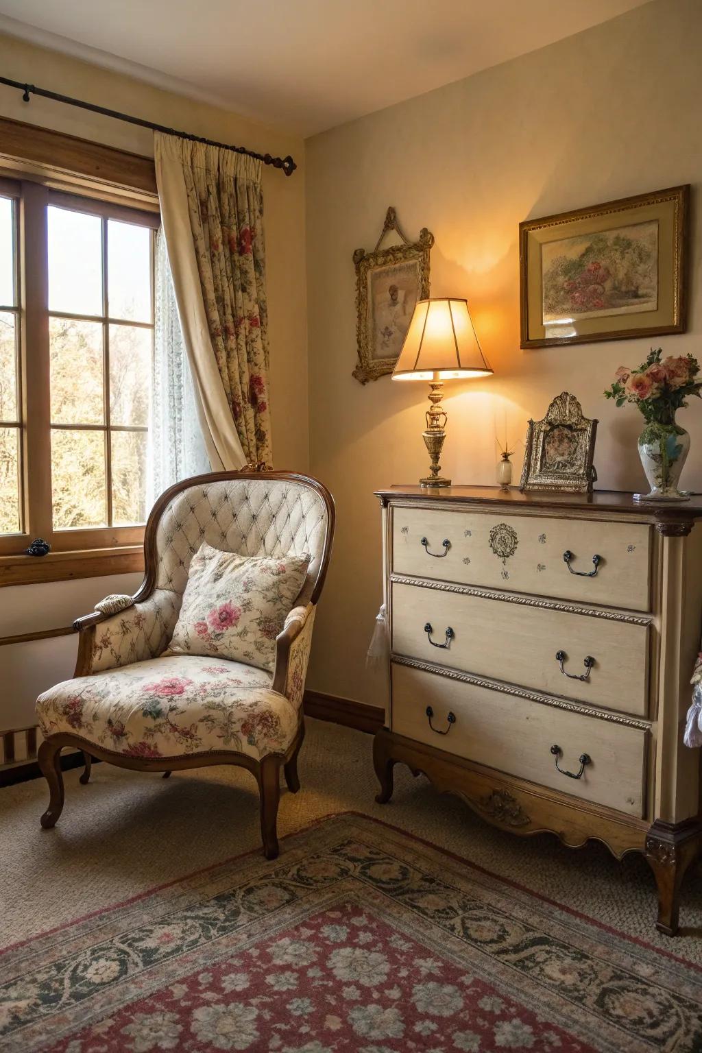 Traditional furnishings add character and history.