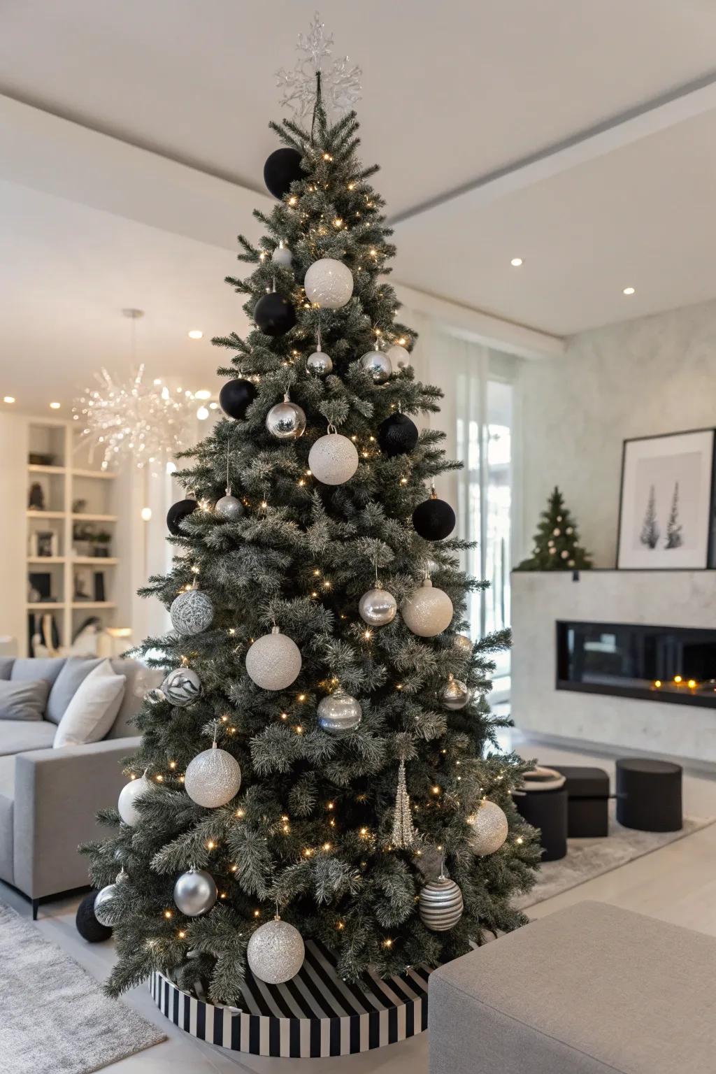 A smooth and modern uniform palette-themed Christmas tree.