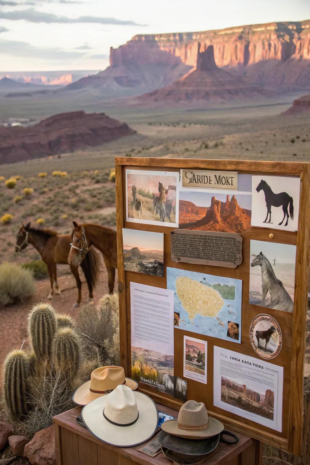 A spirited wild west landscape featuring iconic western elements.