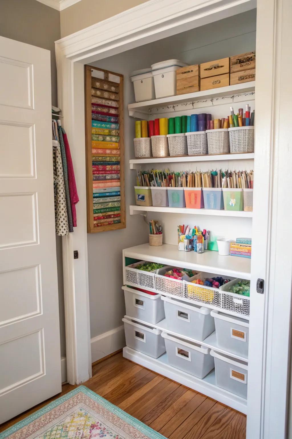 A designated artistic tool closet keeps everything in one location.