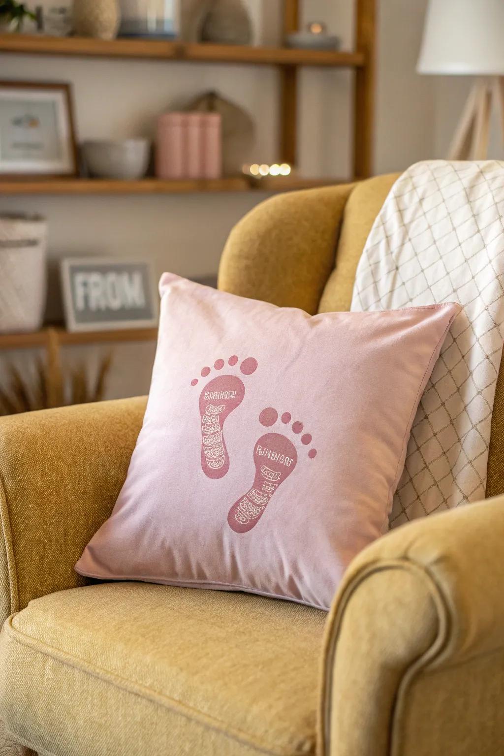 A comfortable cushion boasting a personal accent for Grandma's home.