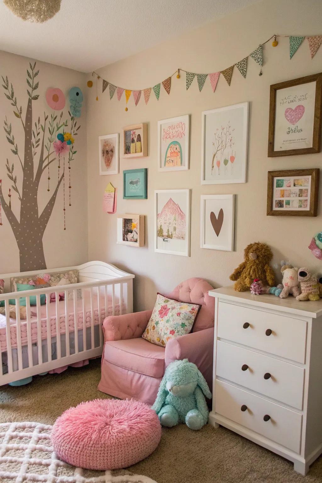 Personalized DIY wall canvases introduce a unique accent to the space.