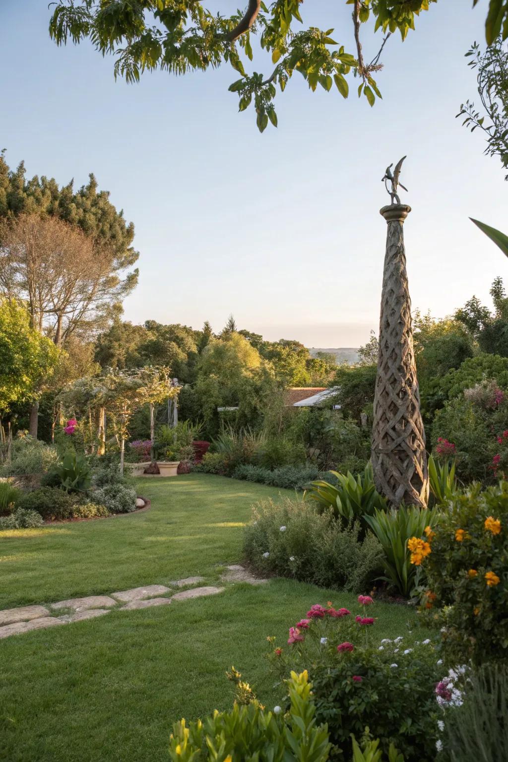 Outdoor art introduces unique character and serves as a visual centerpiece.