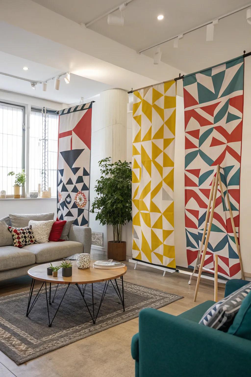 Geometric patterns inject a modern flair into your decor.