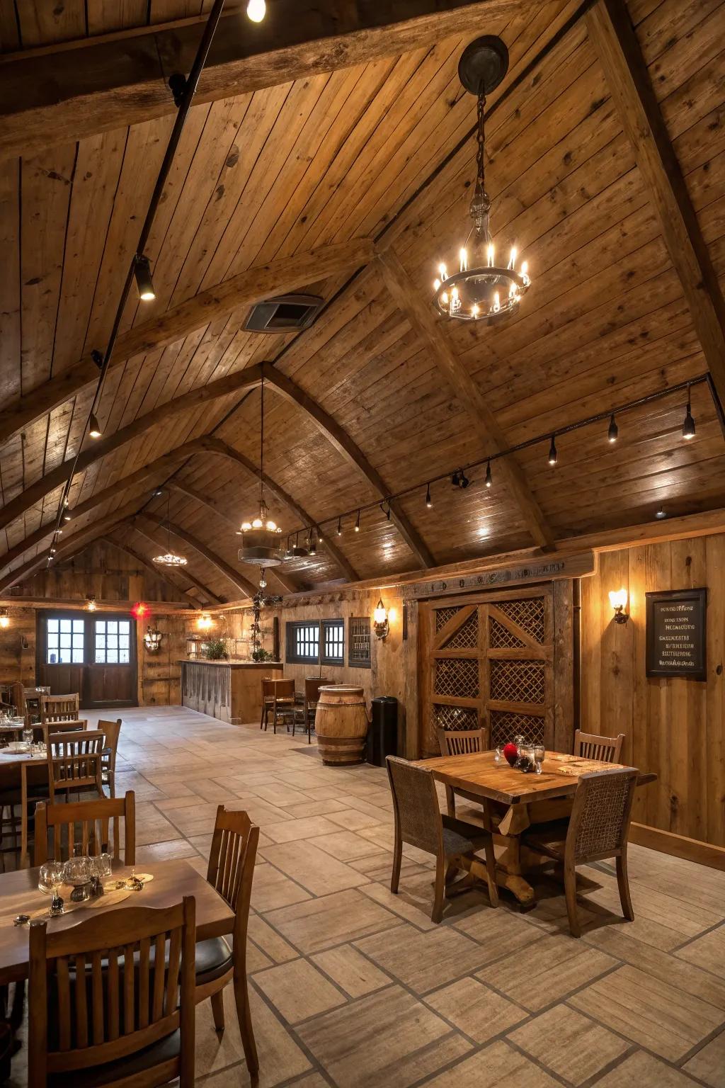 Elevate your space with a barn wood ceiling.