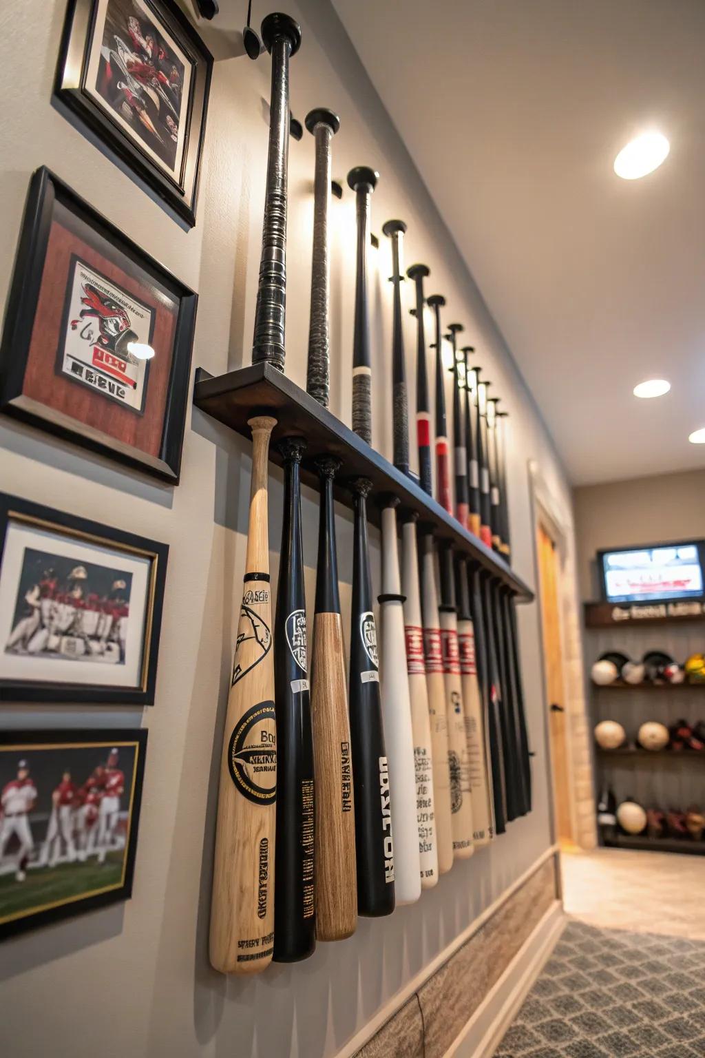 Bat displays offer an innovative and structured way to display sports accessories.