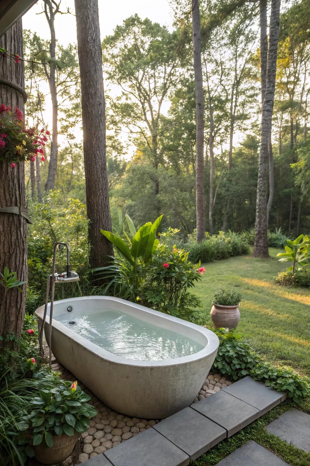 Immerse yourself in nature with an open-air tub experience.