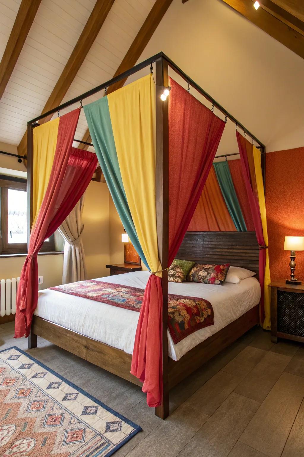 Shade contrast transforms this awning into a vibrant statement.