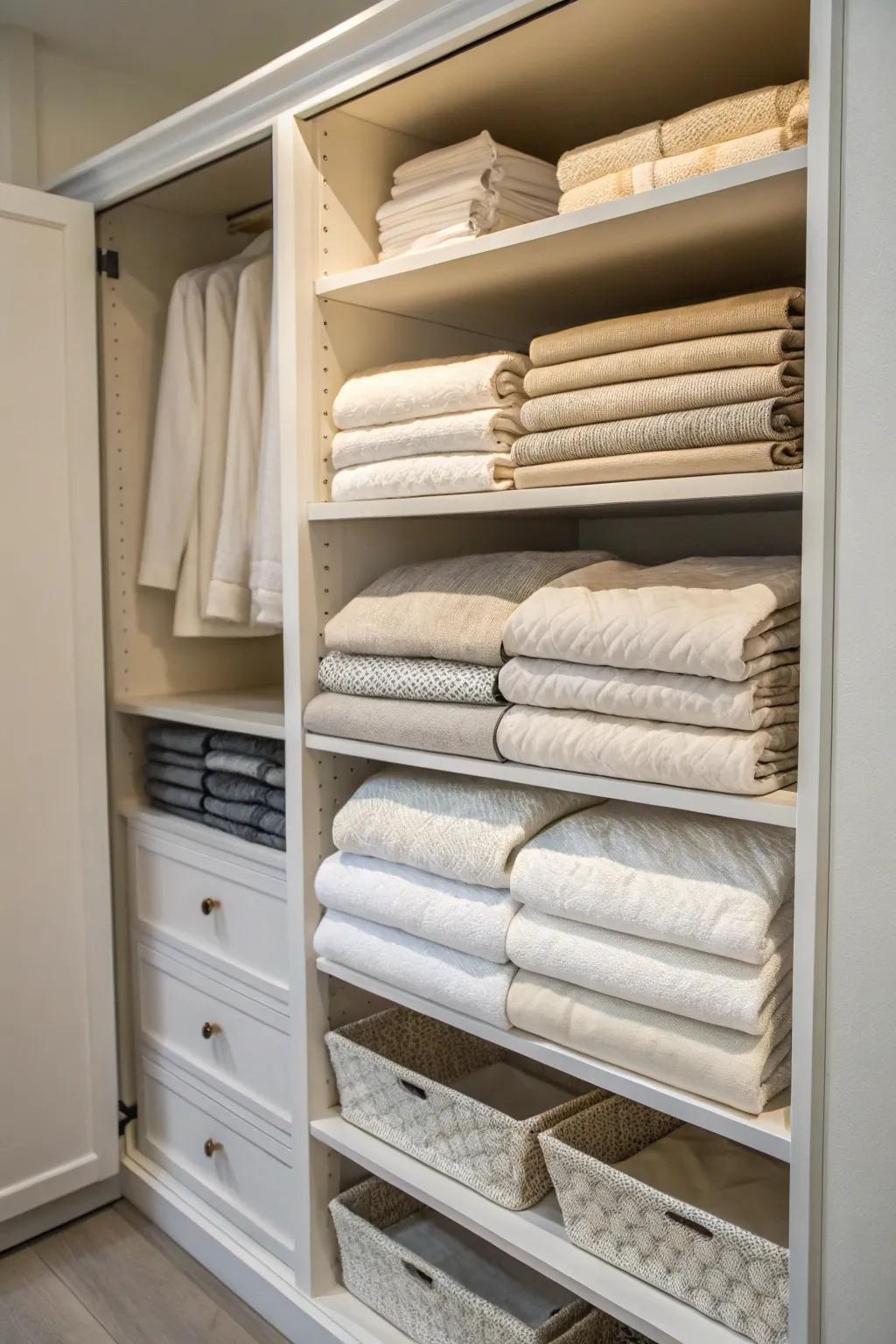 Gliding shelves enhance accessibility and improve storage efficiency.
