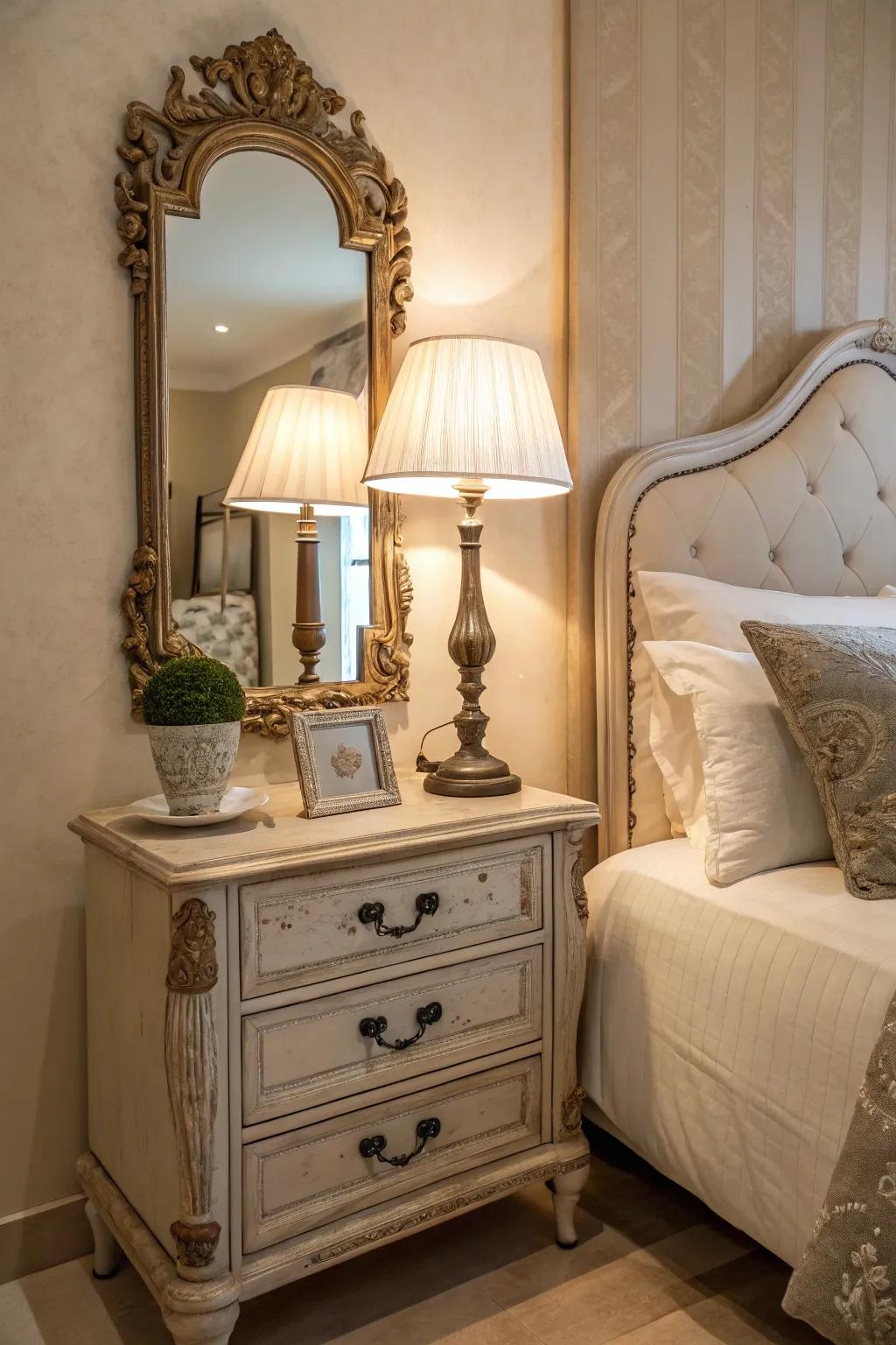 A bedroom enriched through the charm of period elements.
