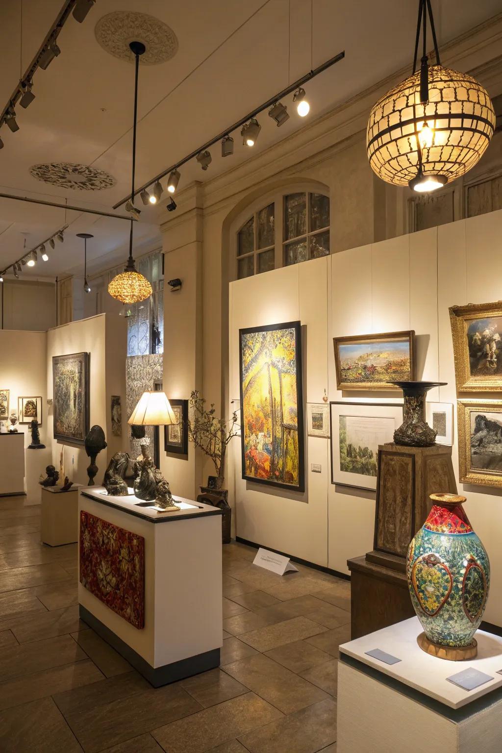 Variable lights fine-tune ambiance for an art display