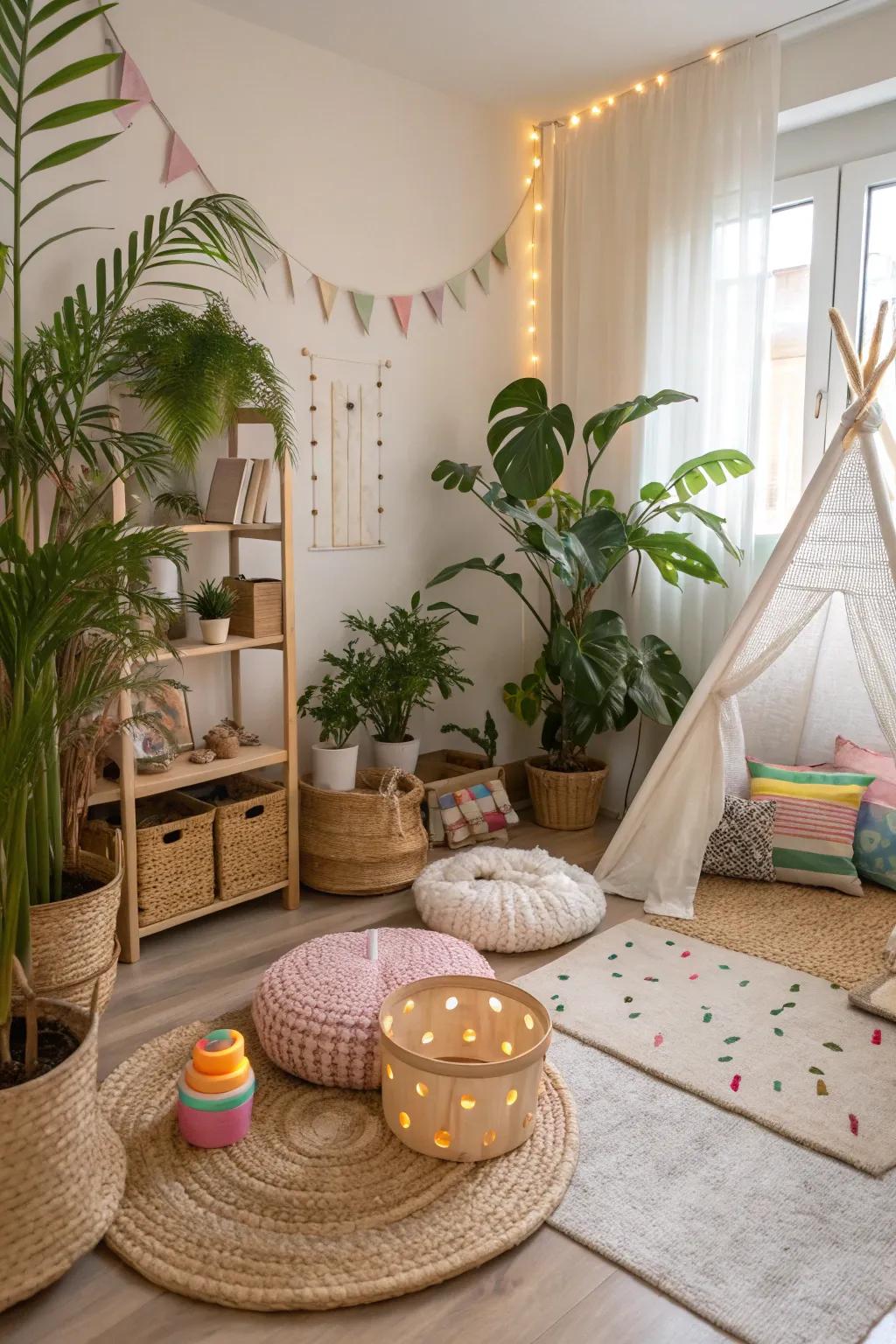 Bring a touch of nature indoors with plants and natural elements.