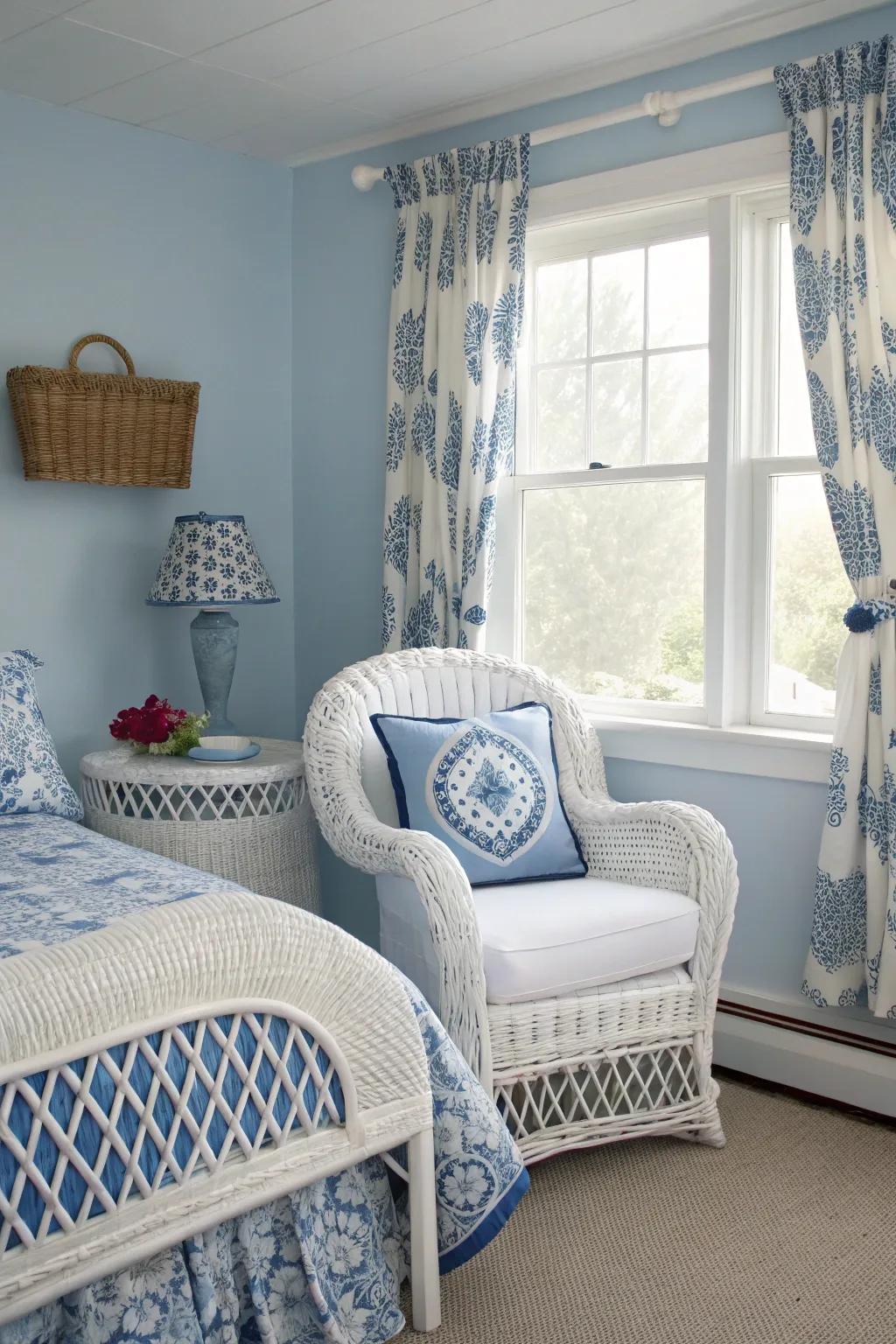 White twig furnishings introduce a cozy and traditional impression.