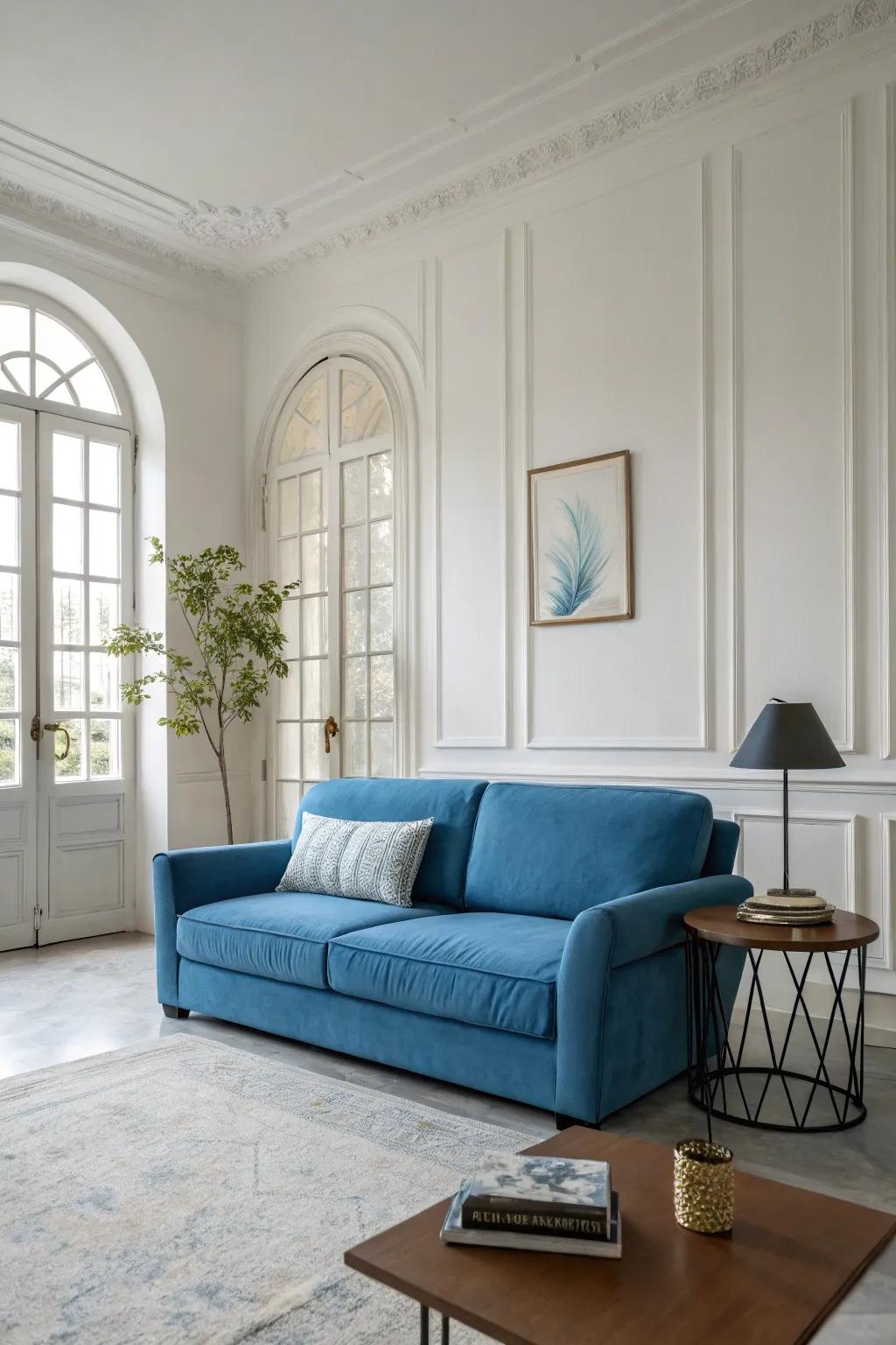 The focus and tranquility of the living room are enhanced by simplicity.