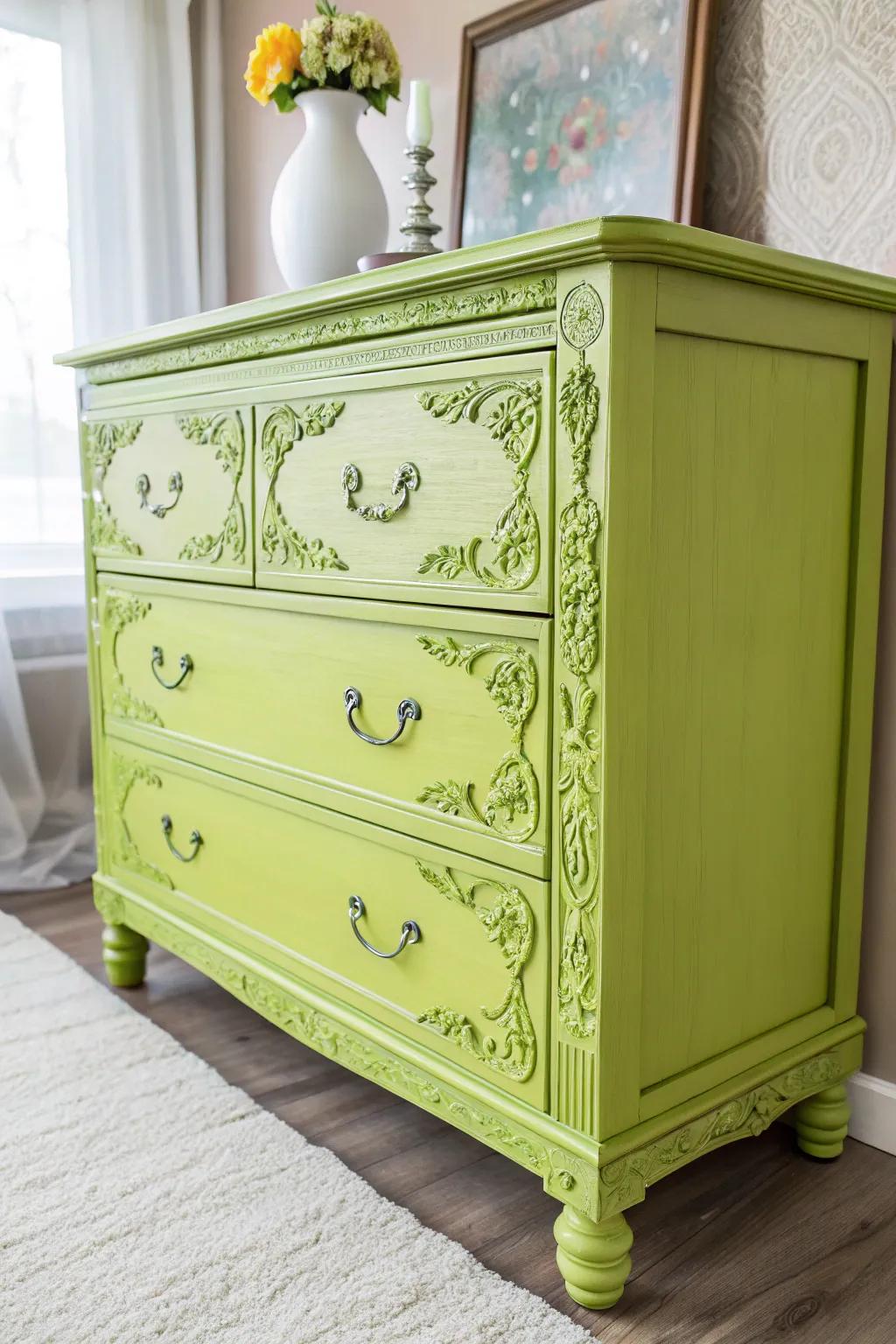 Upcycled vintage pieces add character and history.