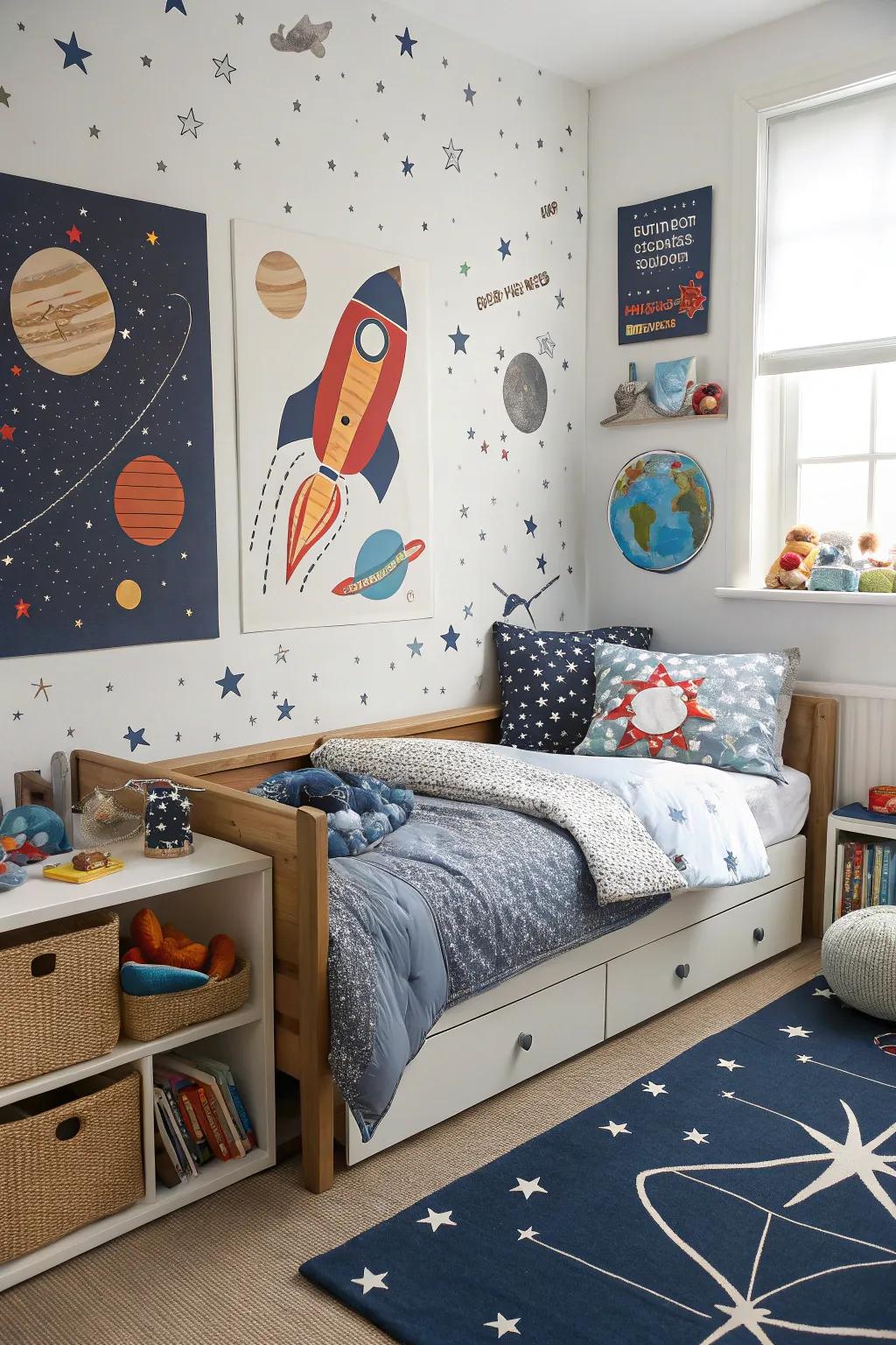 Provoke cosmic reveries through a space explorer's daybed setting.