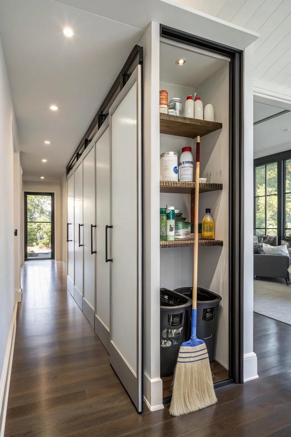 Sliding doors impart a streamlined and area-conserving solution to your closet.