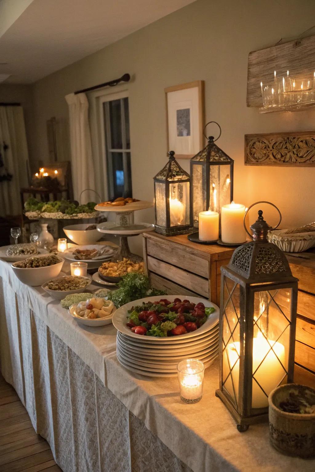 Illuminated mood adds warmth and elegance to your buffet.