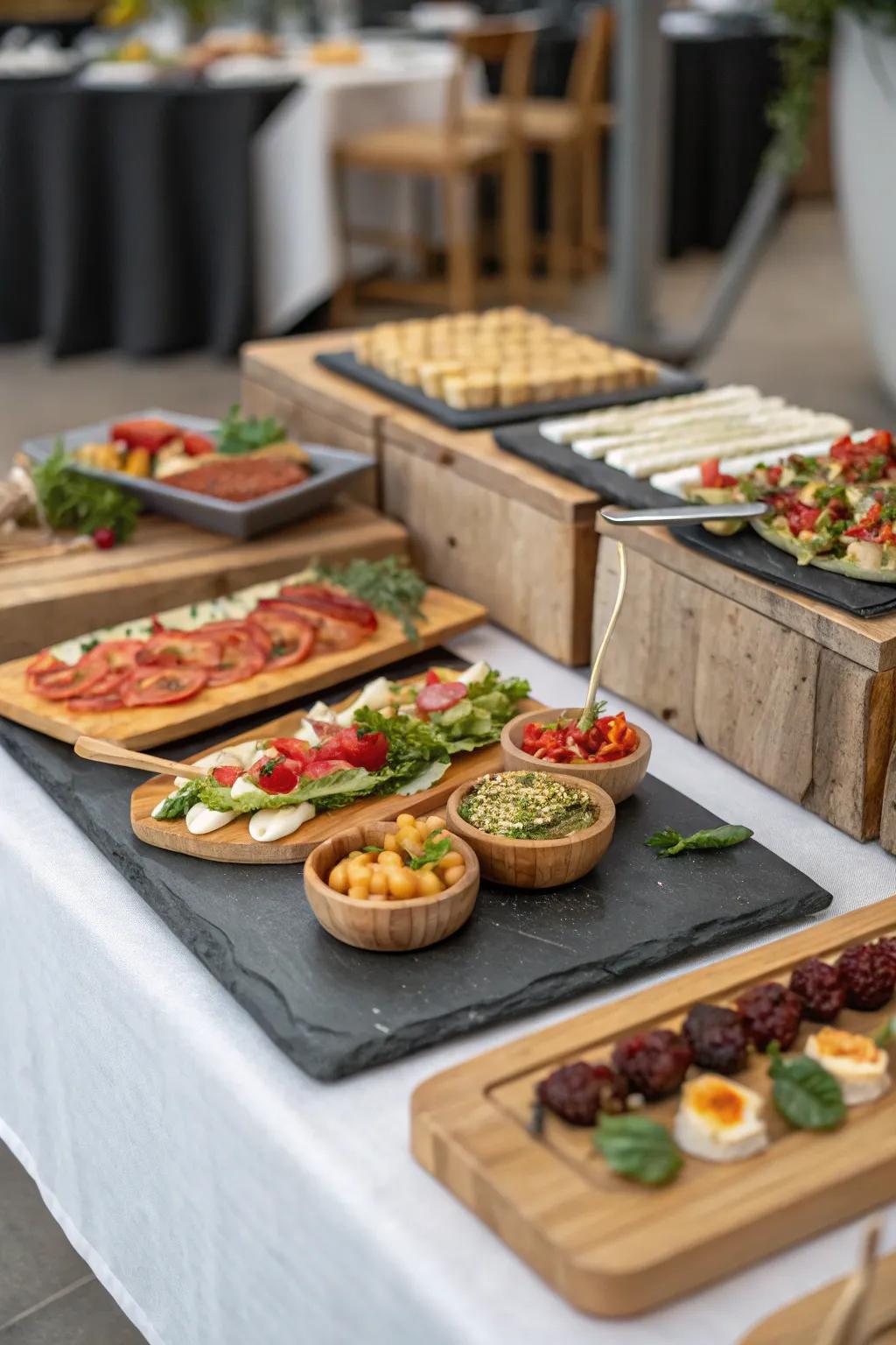 Unconventional serving implements contribute a distinctive element to your buffet.