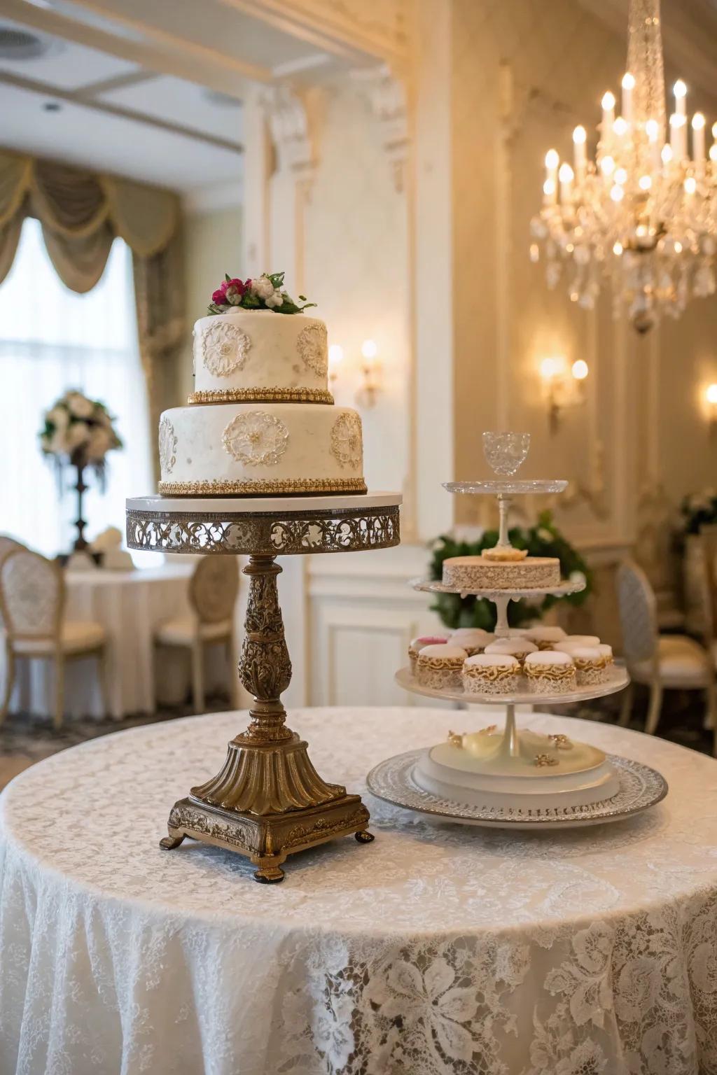 Vintage cake stands lend timeless grace to all forms of decor.
