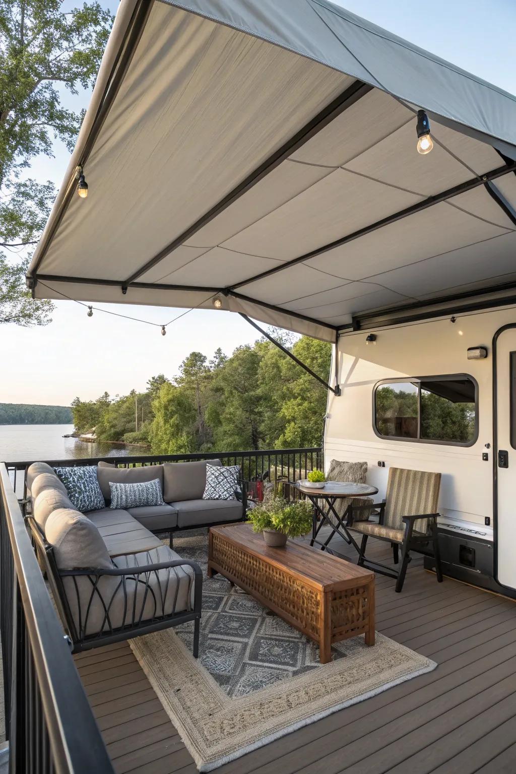 Stay cool and fashionable with a shaded deck area.