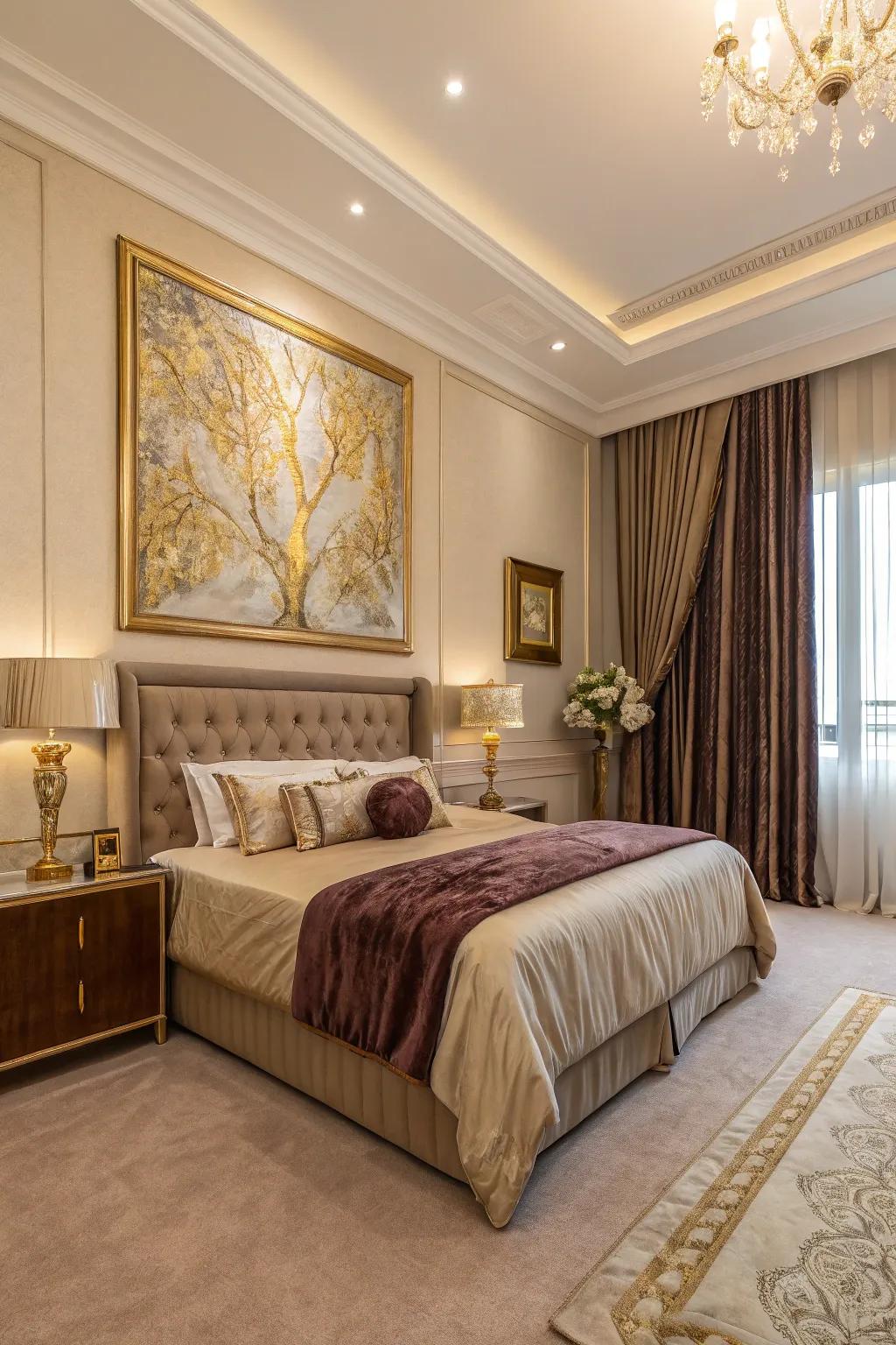 Incorporate warmth and elegance with a gilded-embellished surface.