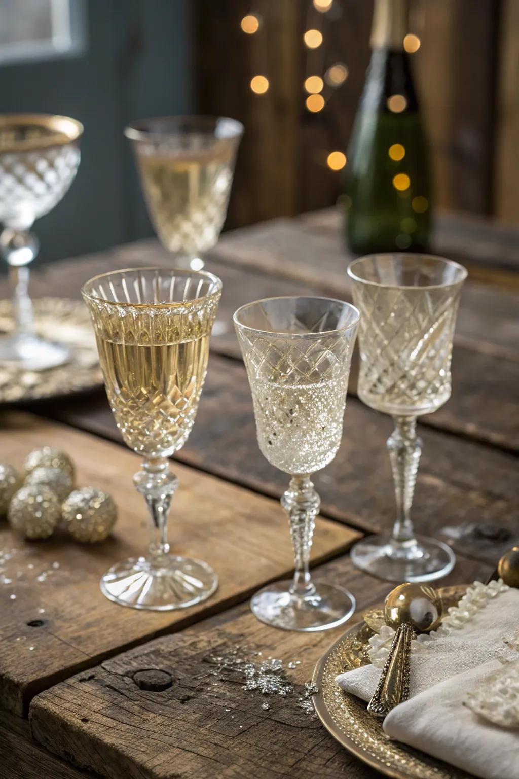 Vintage glassware adds charm to a champagne toast.