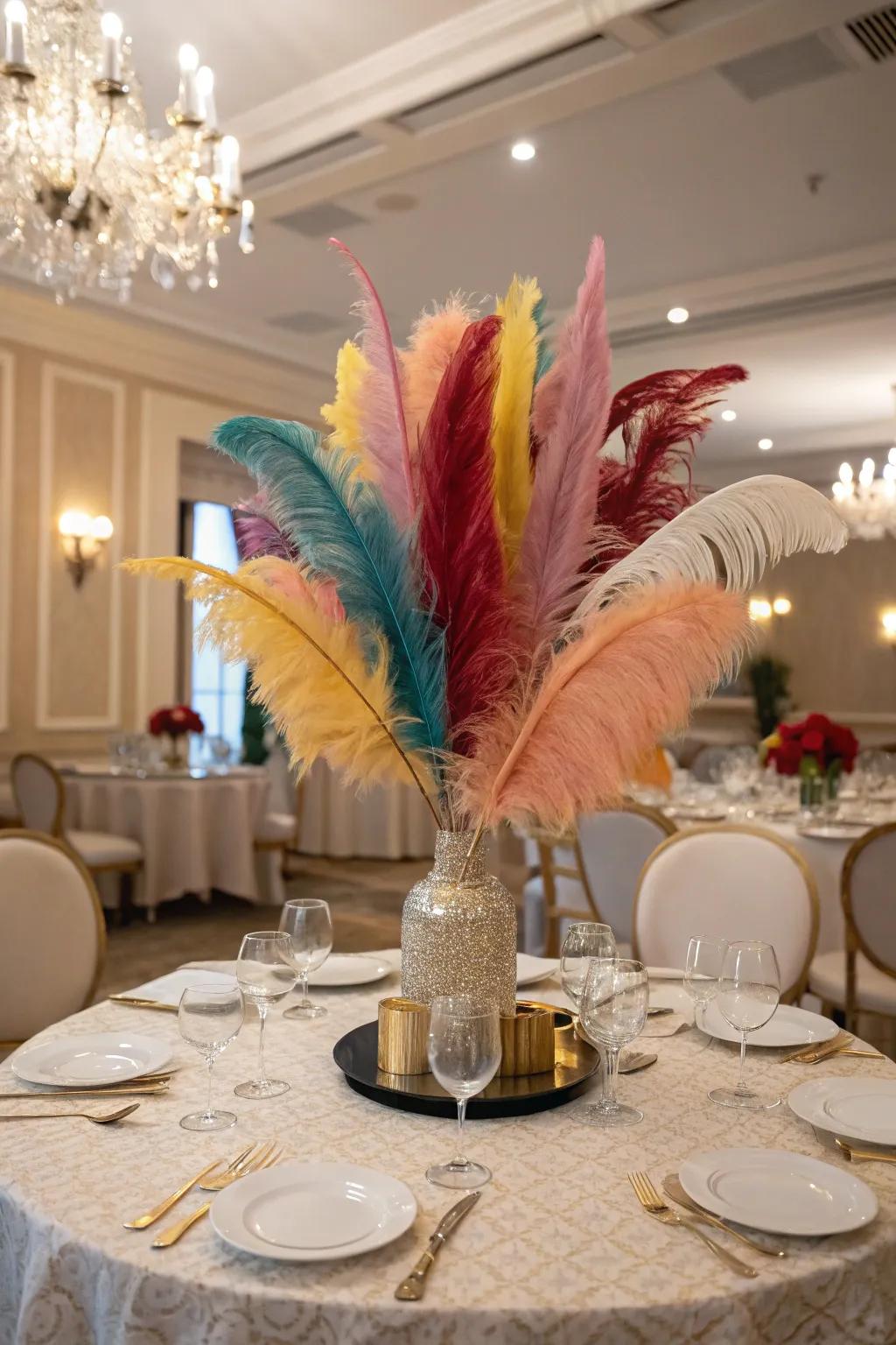 Plumes proffer an exceptional and graceful hint to your centerpiece.