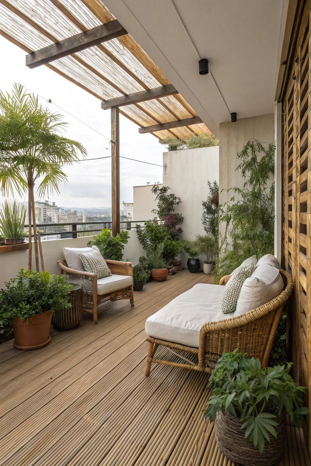 Tranquility and sustainability with bamboo flooring.