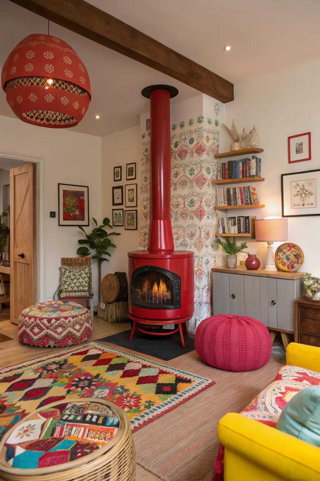 Vibrant scarlet infuses energy and exhilaration, consequently cultivating a spirited atmosphere.