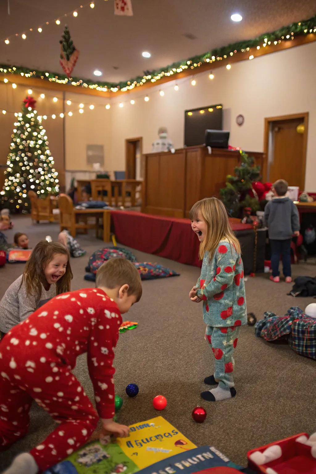 A cozy pajama party spreads happiness and laughter among the children.