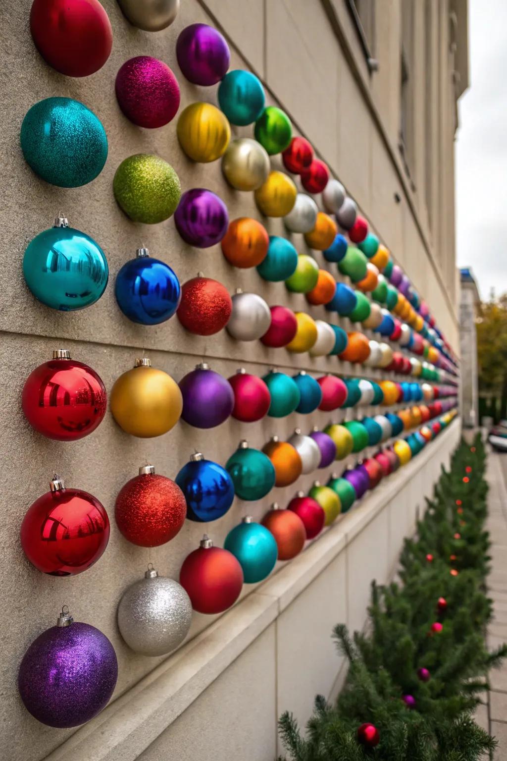 A spirited bauble art declaration emanates a celebratory essence.