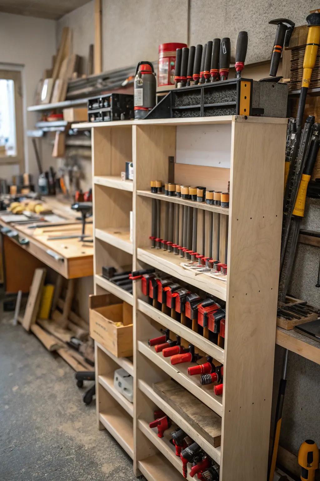 Configurable shelving offers adaptability and space efficiency.