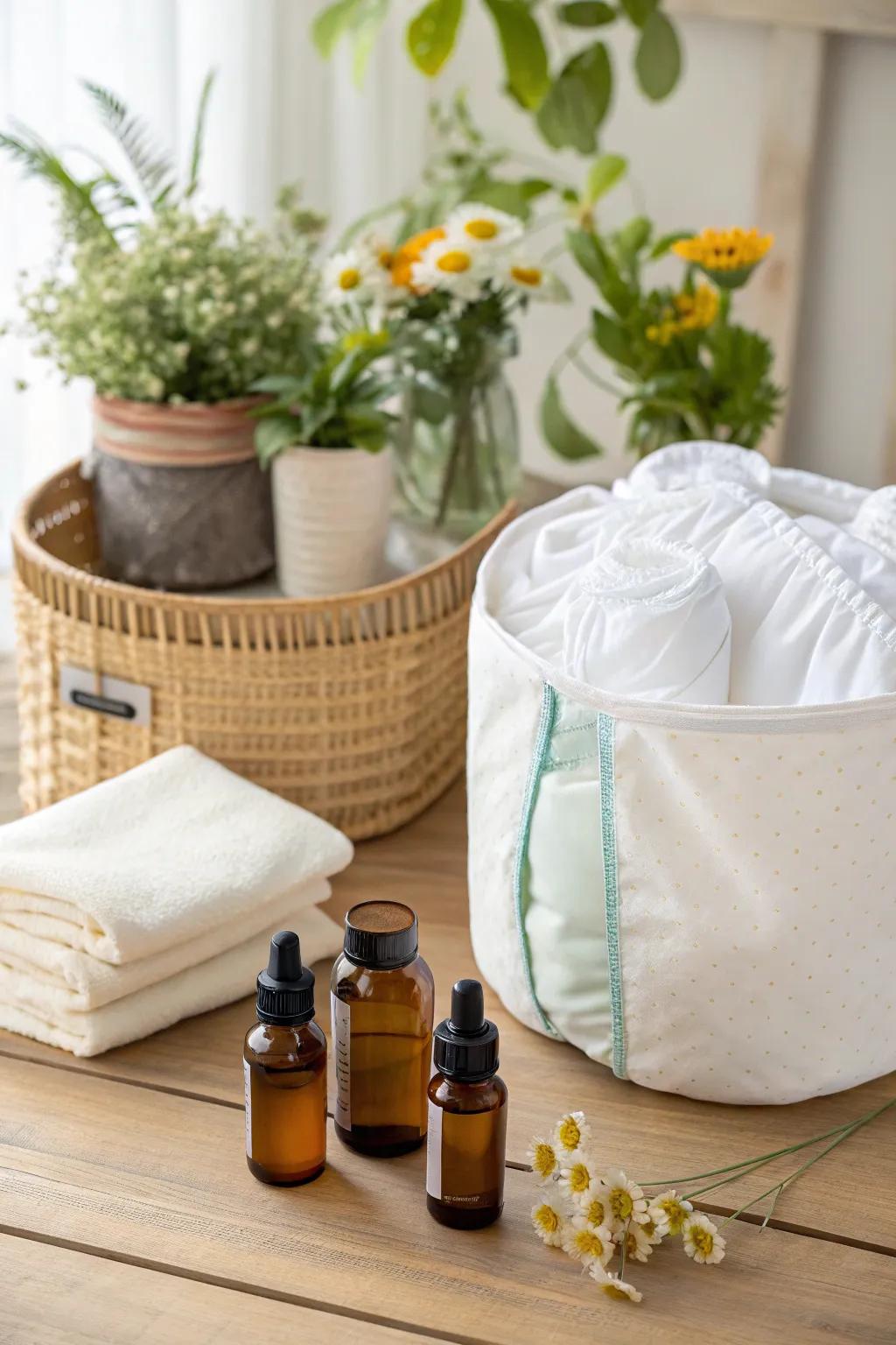 Aromatic oils furnish a natural avenue for preserving freshness within your cloth diaper receptacle.