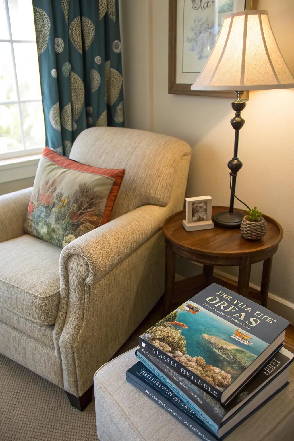 A shoreline study space, ideal for relaxation.