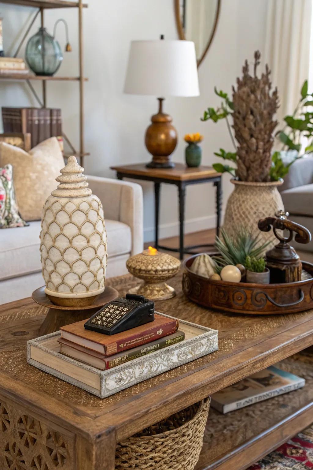Your coffee table style will be more distinctive and unusual with unusual objects.
